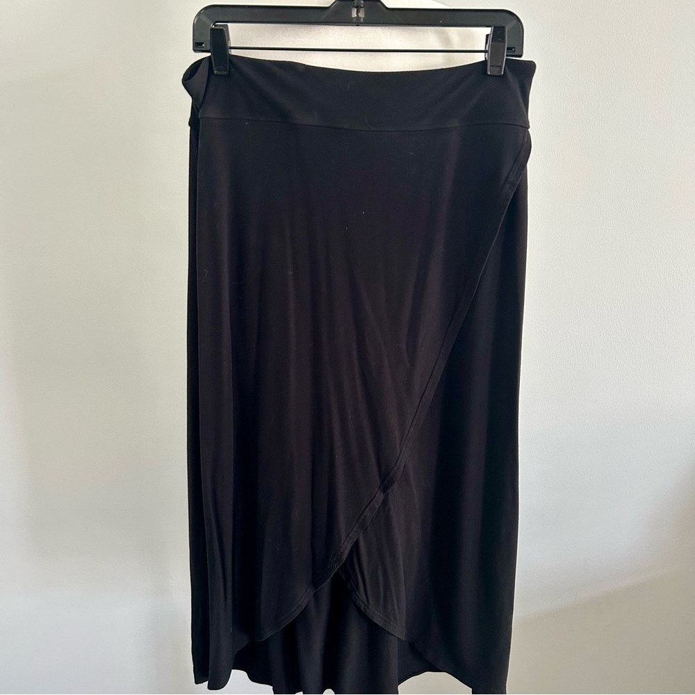 Athleta Black Wrap Midi Skirt